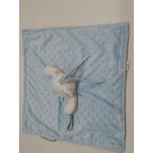 Blankets & Beyond Lovey Security Blanket White Blue Minky Dot Bear Baby Nunu - Picture 6 of 12